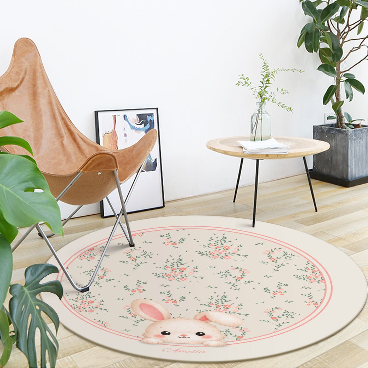 Bunny Floral Rug - Adorable Accent for Any Room
