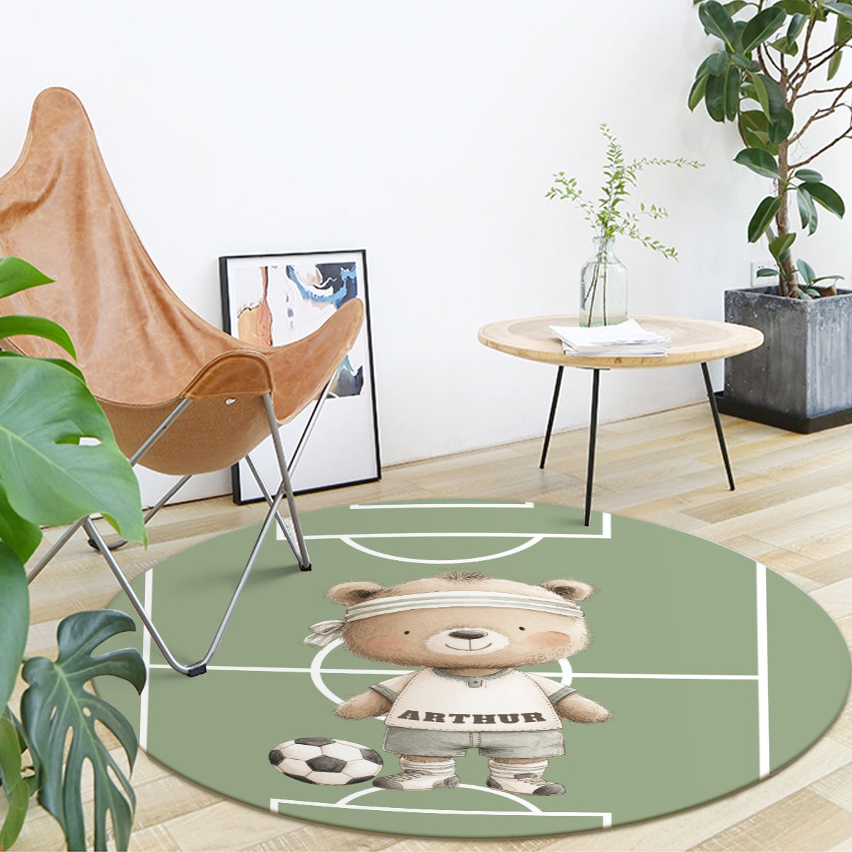 Custom Soccer Bear Rug Kids Play Mat