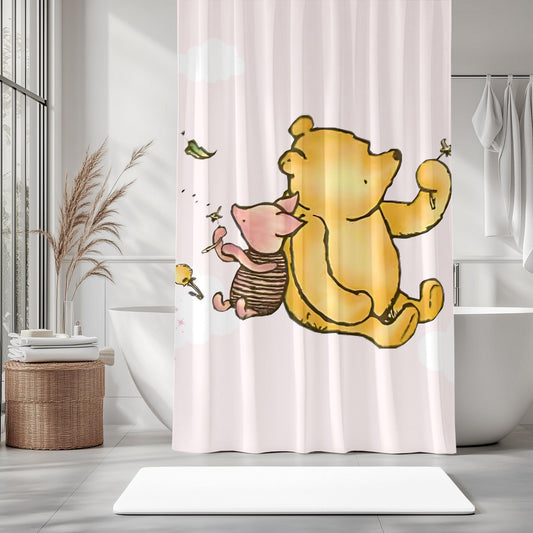 Winnie the Pooh and Piglet Shower Curtain – Cute Kids Bathroom Decor