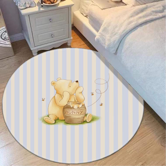 Winnie the Pooh Kids Rug - Round Nursery Play Mat, Kids Bedroom Decor