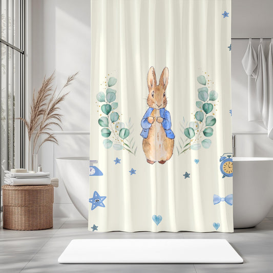 Peter Rabbit Yellow Shower Curtain – Vintage Bathroom Decor for Baby, Kids & Nursery