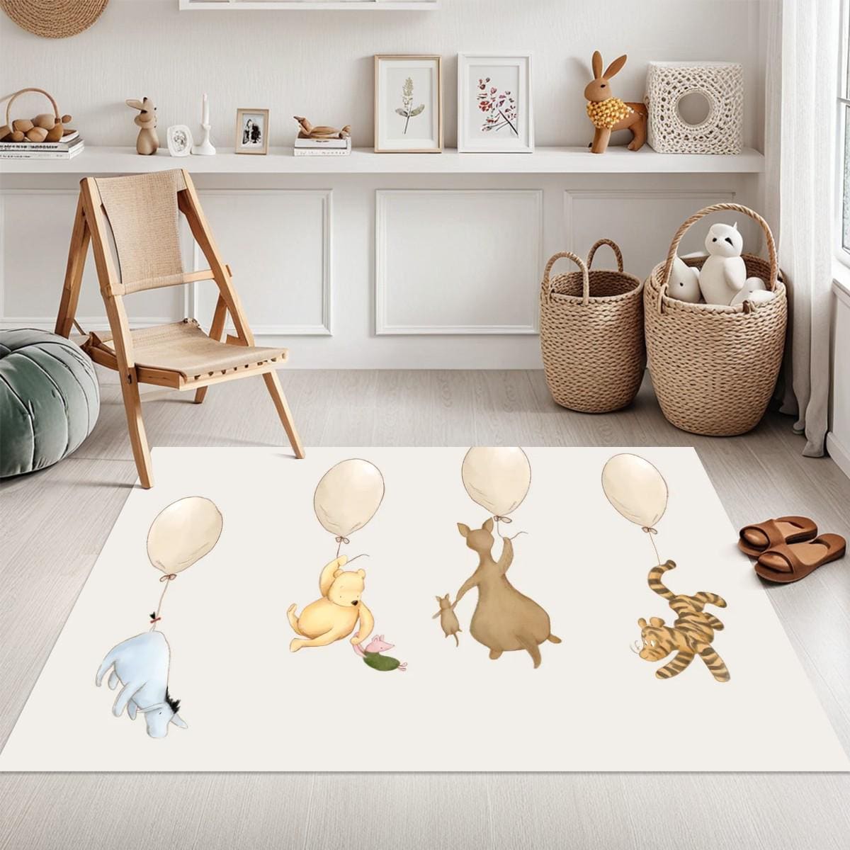 Winnie the Pooh Shower Curtain – Eeyore, Piglet & Roo with Balloons | Kids Bathroom & Nursery Decor
