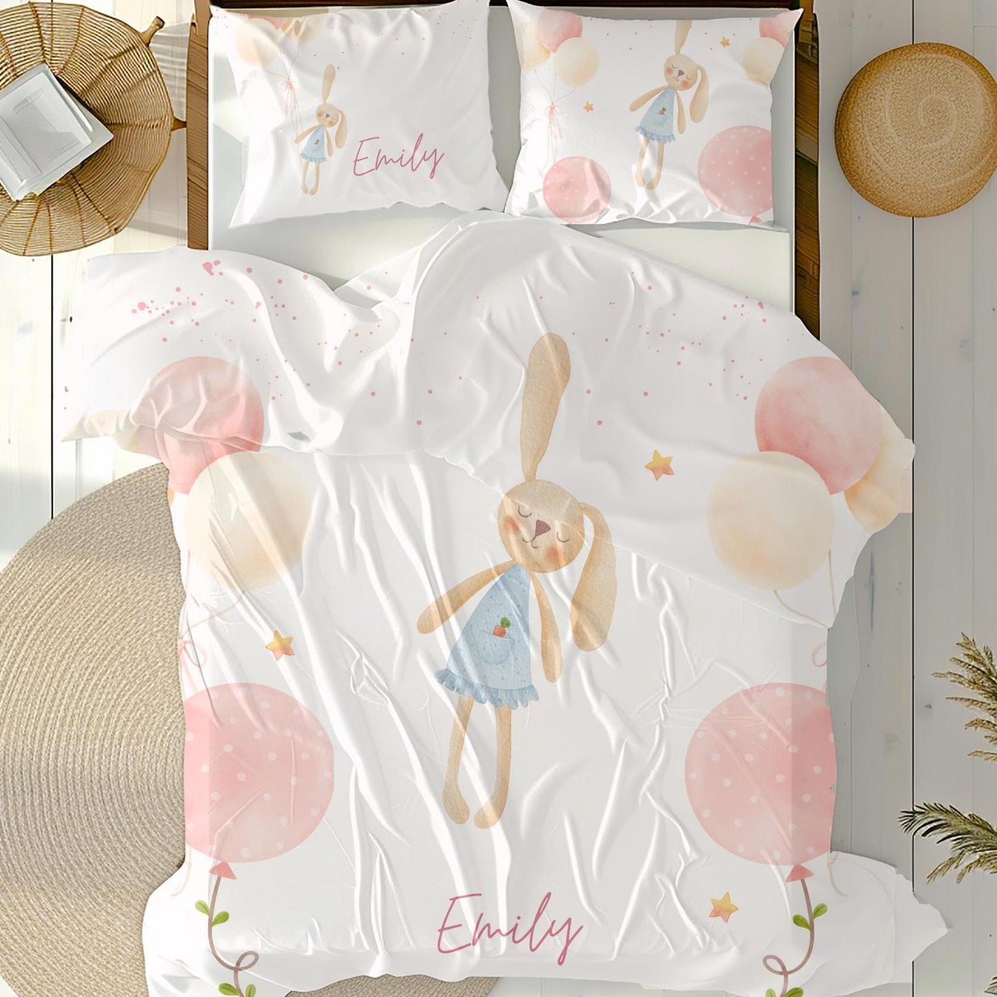 Personalized Bunny Name bedding Set