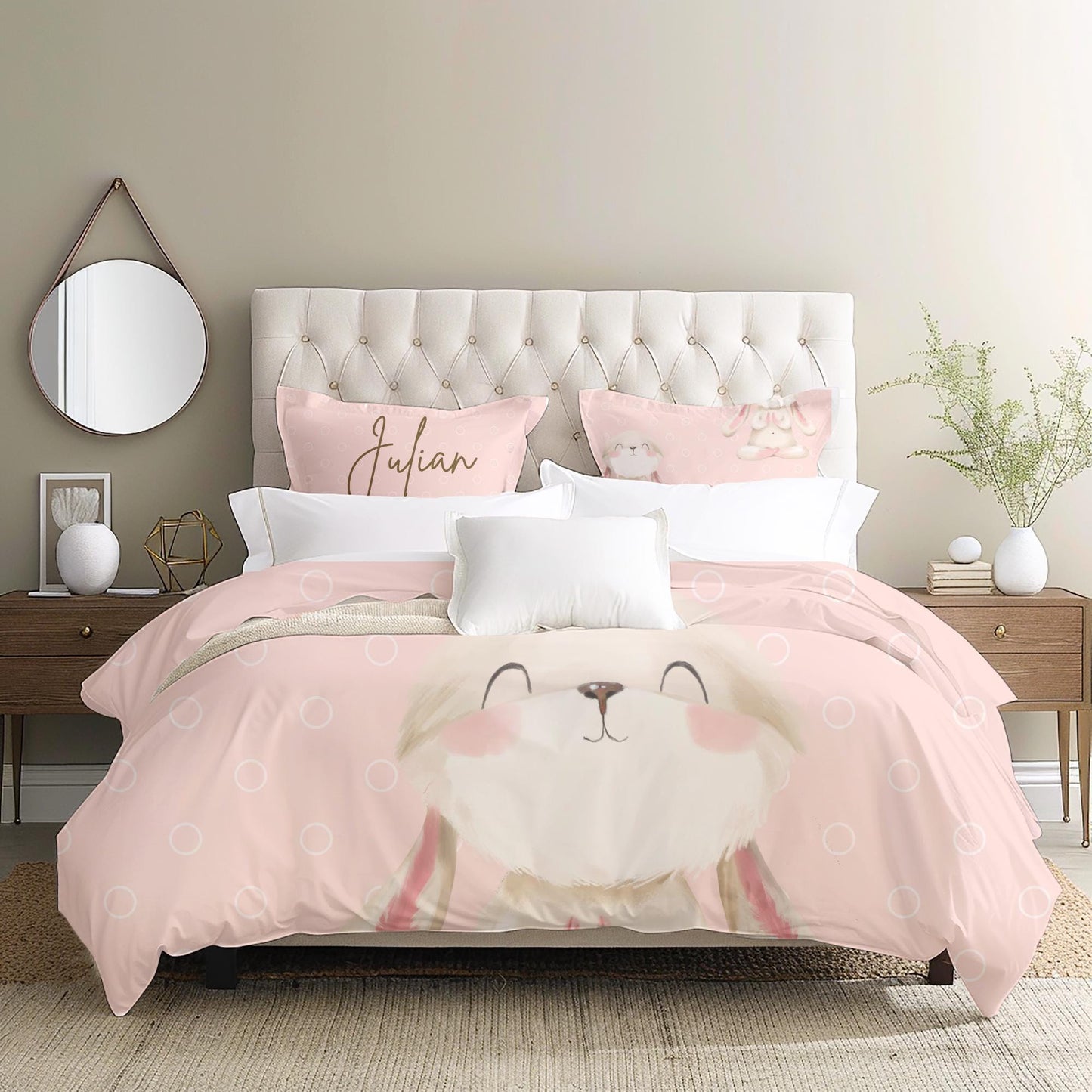 Bunny Custom Name,Girl Personalized bedding set, Duvet Cover Set