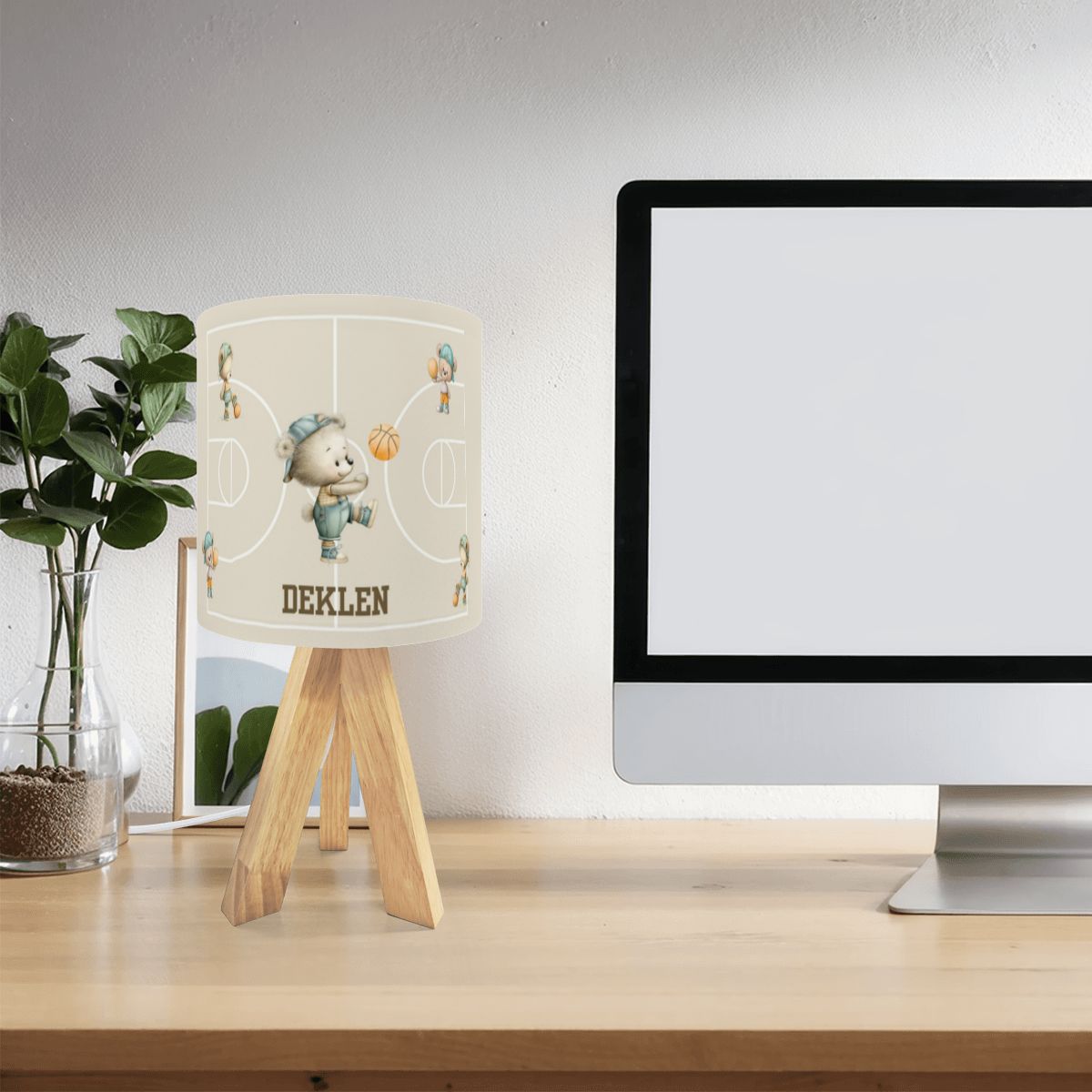 Basketball Bear Tripod Table Lamp | Cozy Nursery