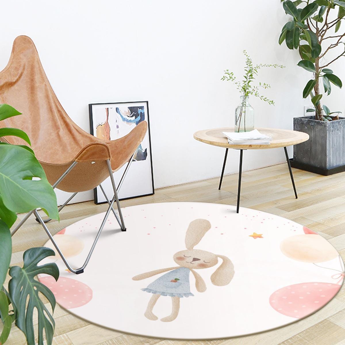 Cute Bunny Kids Rug – Non-Slip Baby Room Carpet