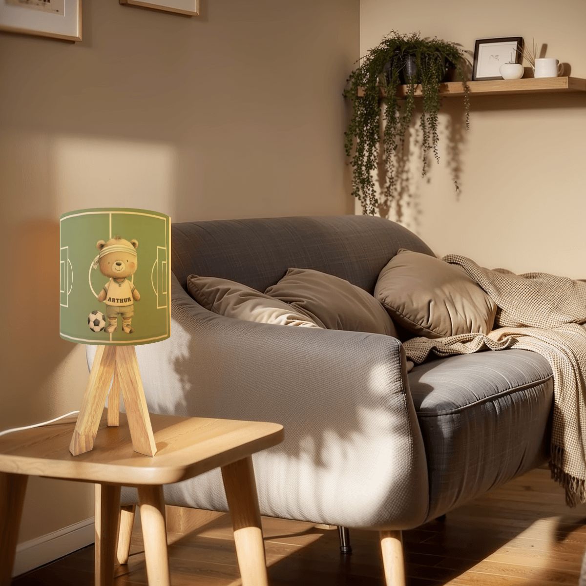 Soccer Bear Tripod Table Lamp | Cozy Nursery
