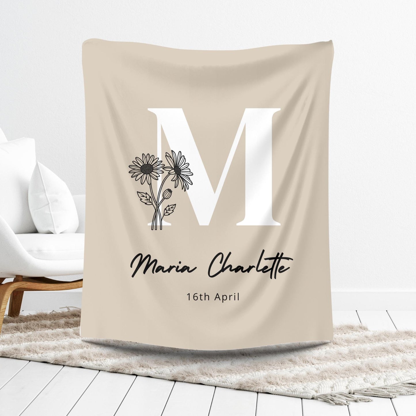 Personalized Baby Birth Stats Blanket