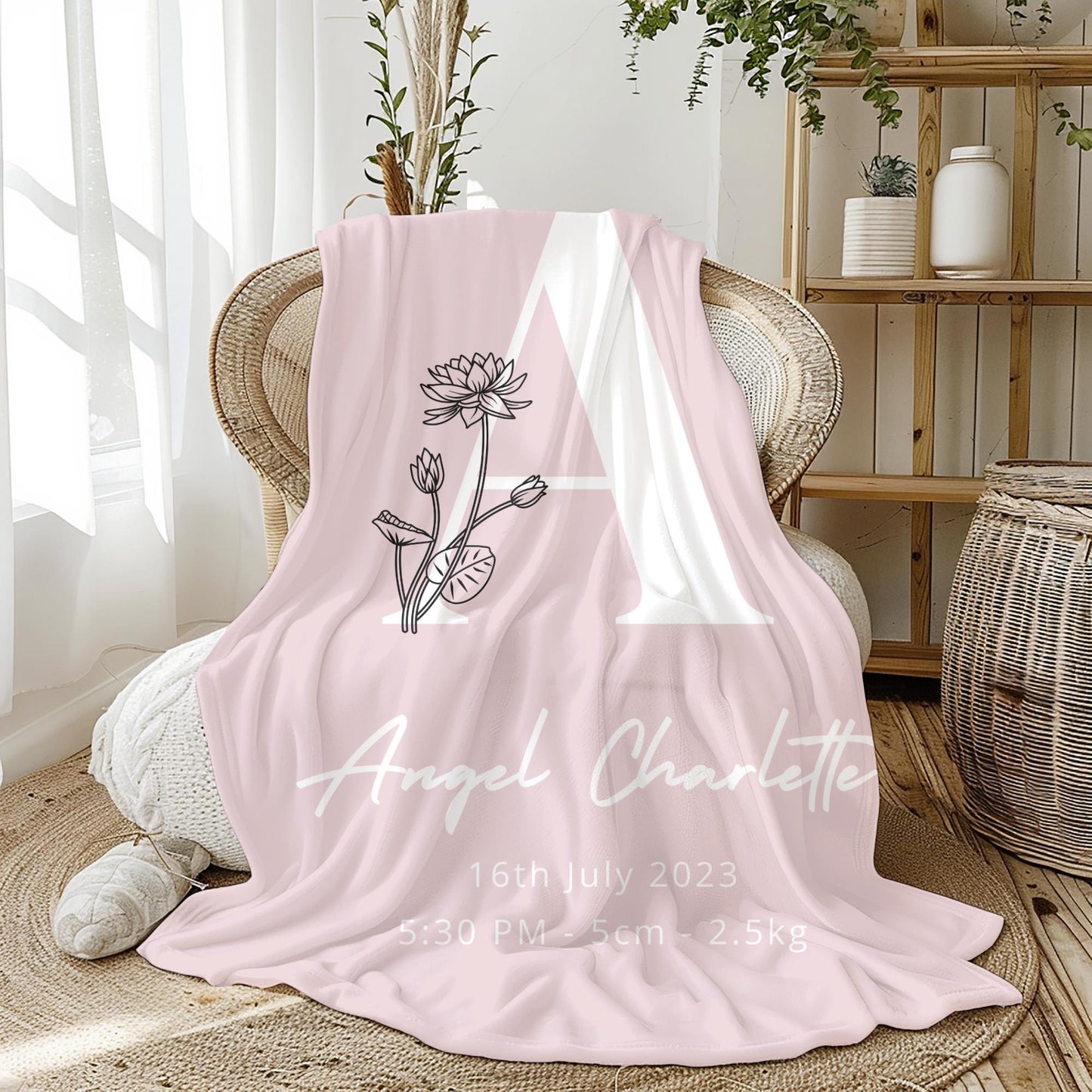 Personalized Baby Birth Stats Blanket