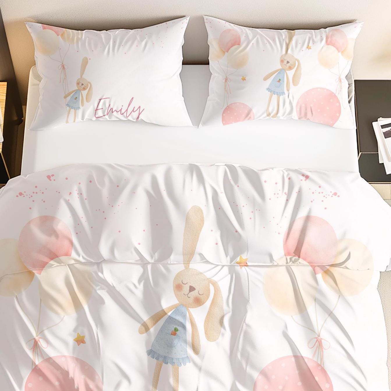 Personalized Bunny Name bedding Set