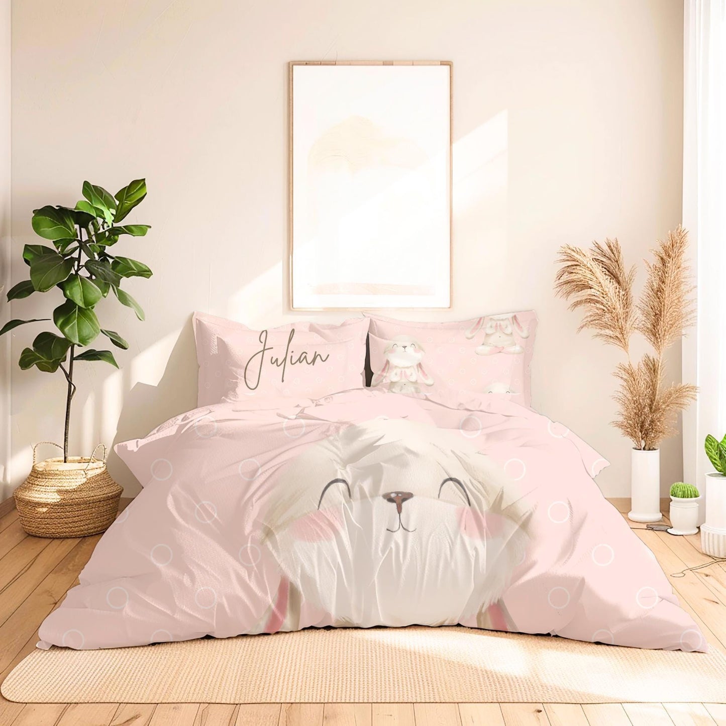Bunny Custom Name,Girl Personalized bedding set, Duvet Cover Set