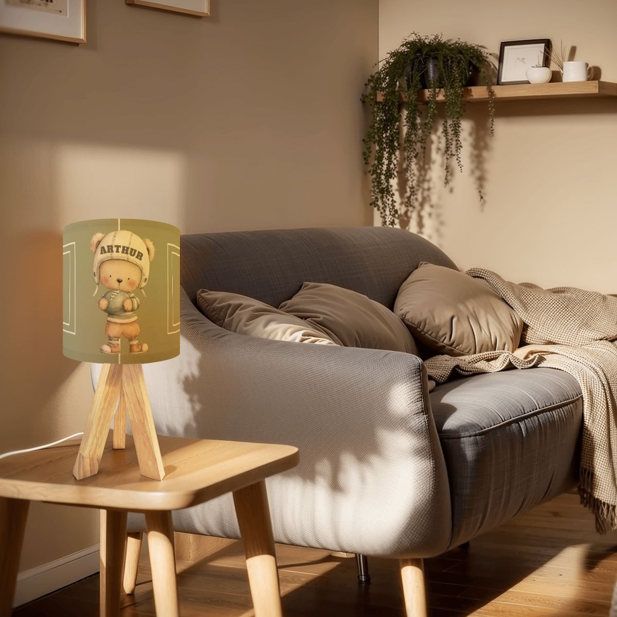 American Football Bear Tripod Table Lamp | Cozy Nursery