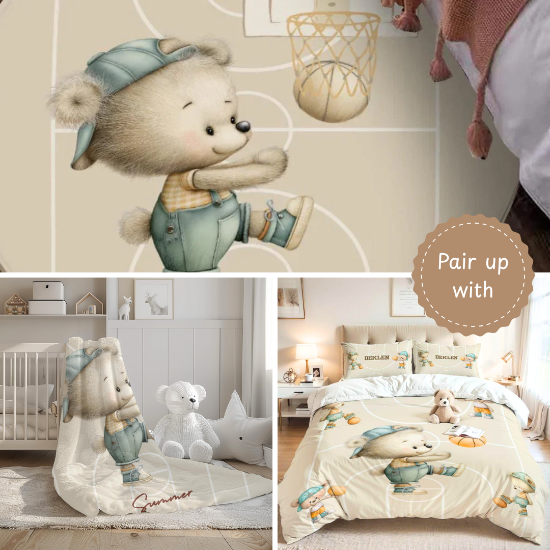 Basketball Bear Tripod Table Lamp | Cozy Nursery
