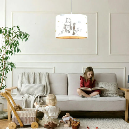 Personalized Winnie the Pooh Dream ceiling light, heirloom-quality storybook nursery decor.