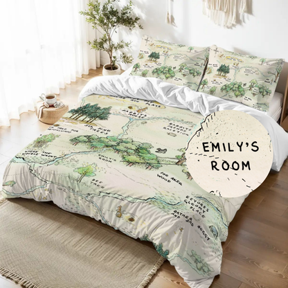 Personalized Winnie the Pooh Map Duvet Cover Set