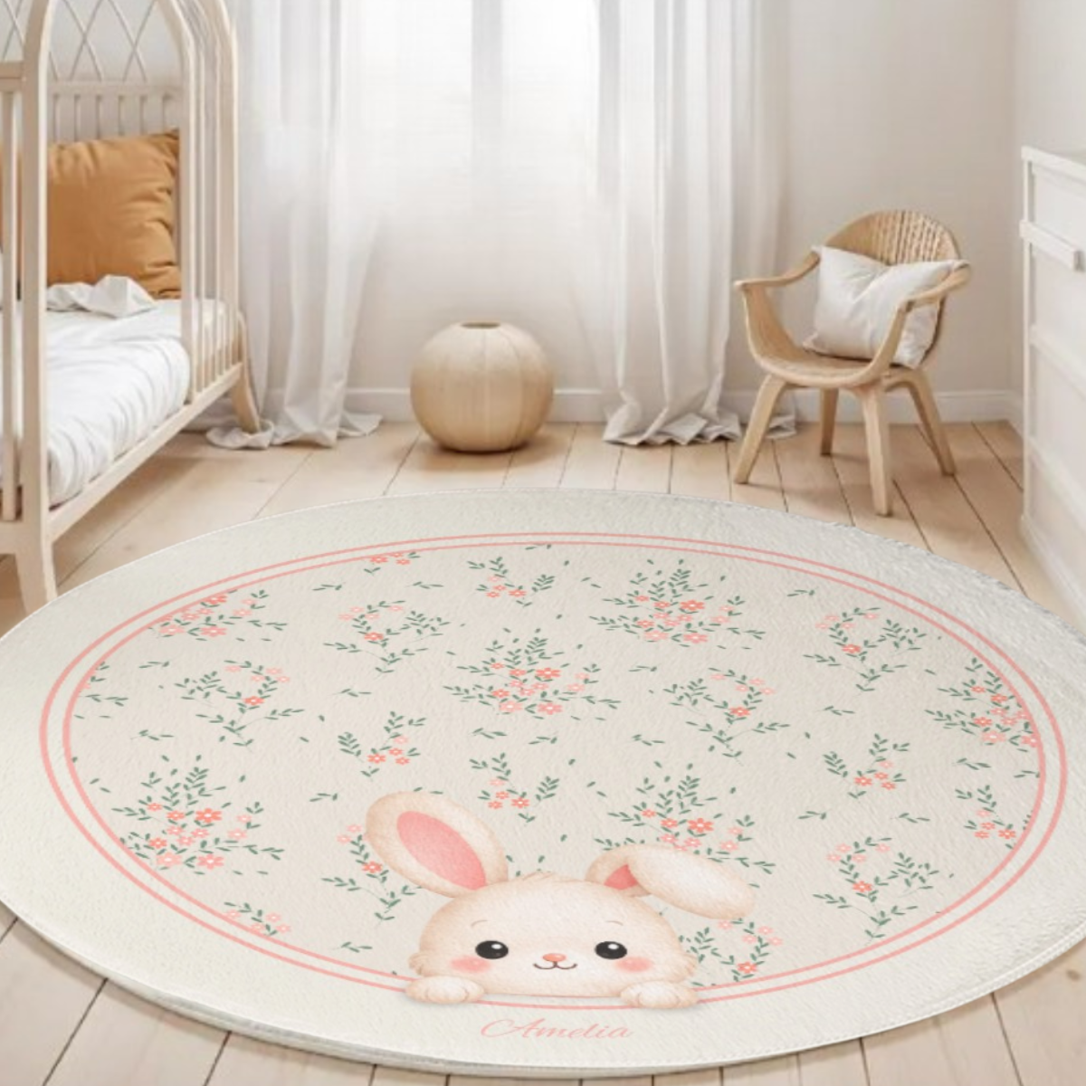 Bunny Floral Rug - Adorable Accent for Any Room