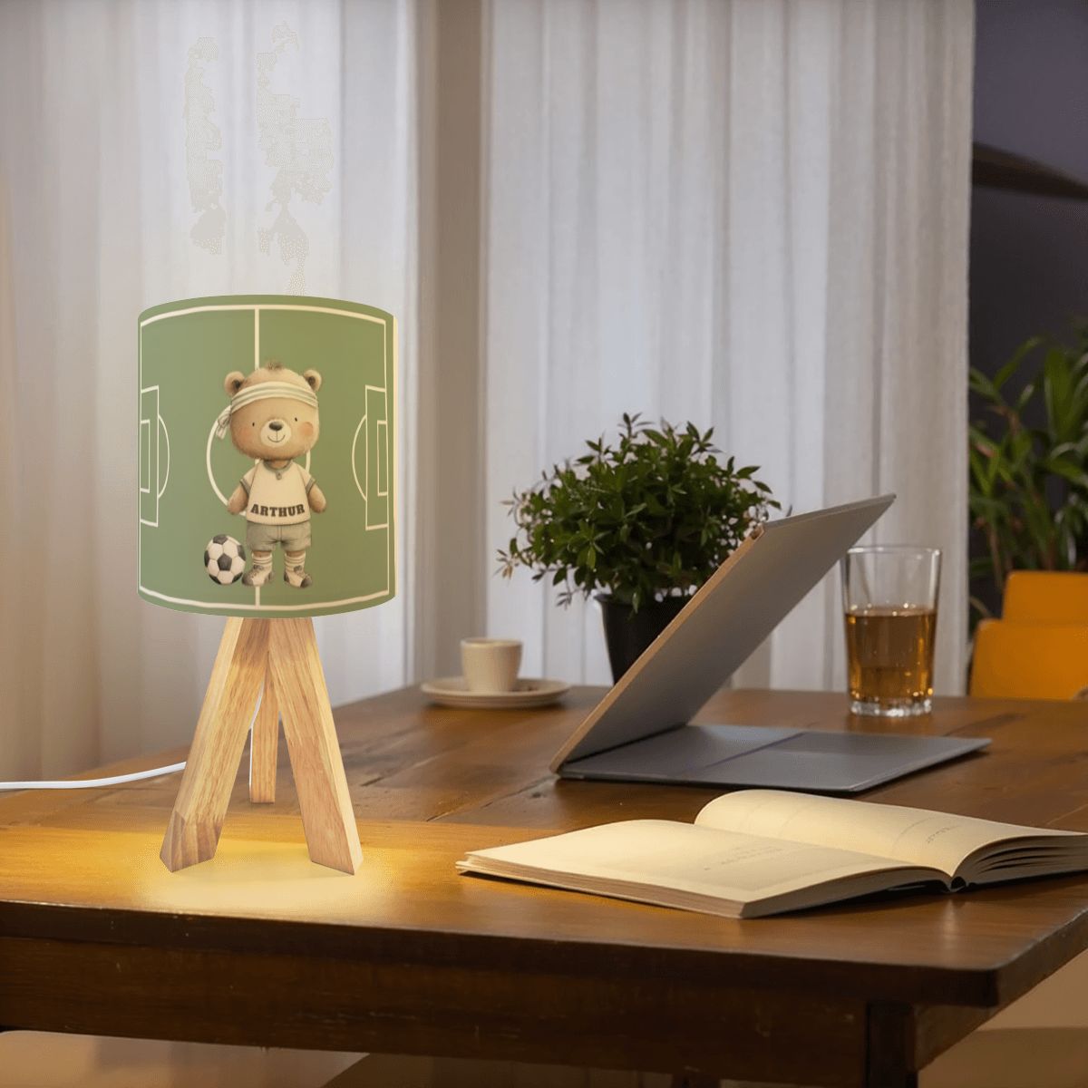 Soccer Bear Tripod Table Lamp | Cozy Nursery
