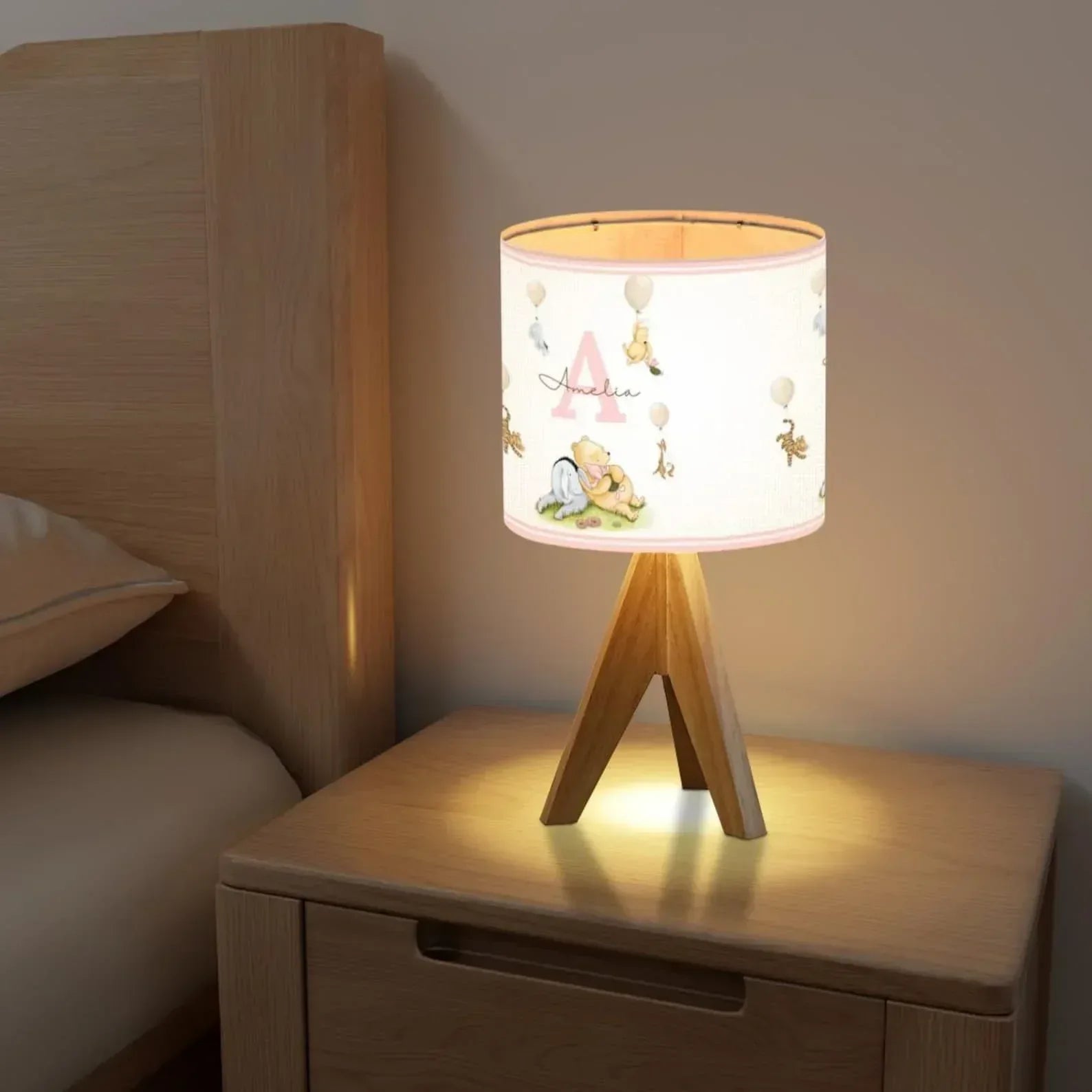 Personalized Winnie the Pooh and friend light with custom initial.