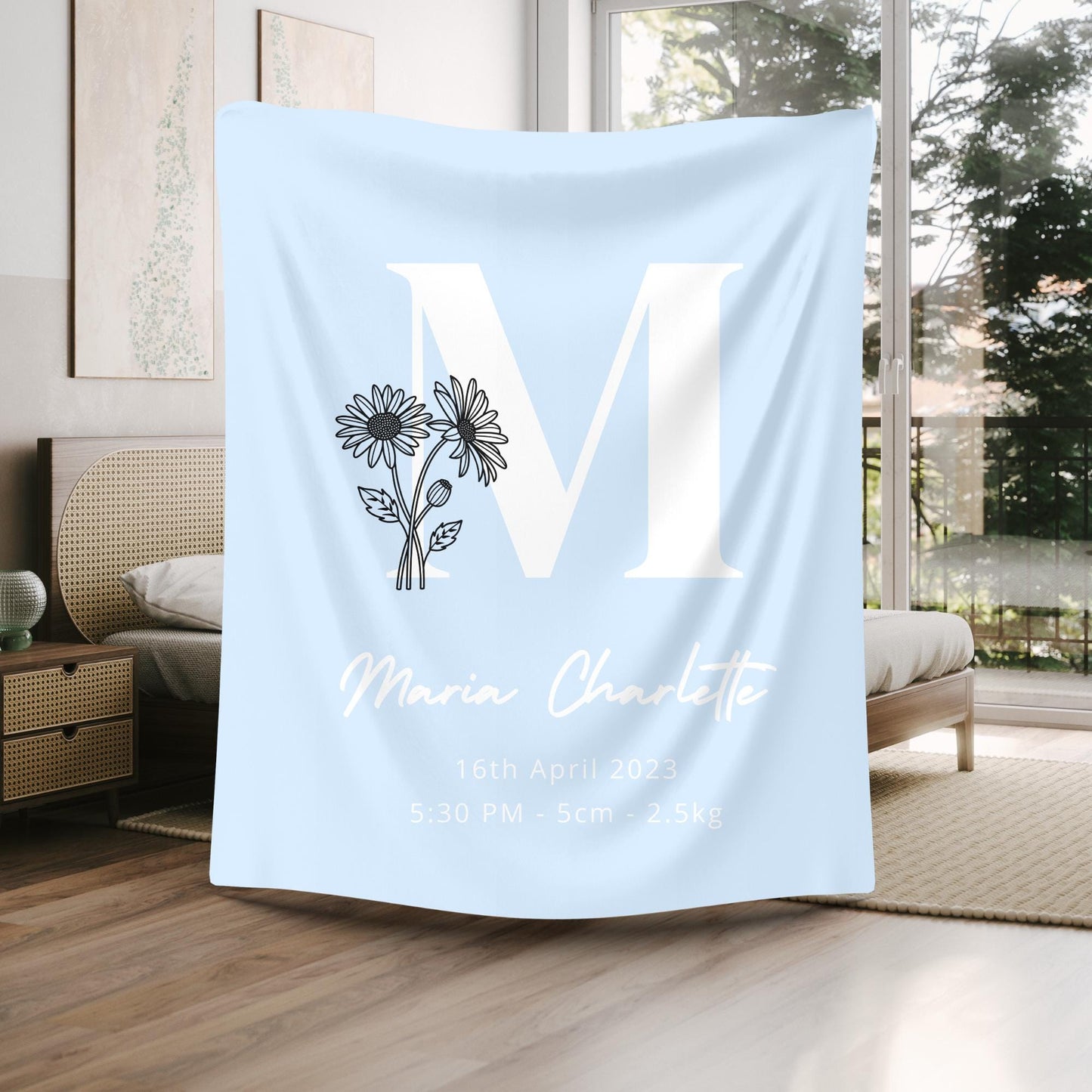 Personalized Baby Birth Stats Blanket