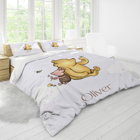Winnie the Pooh Personalized Duvet Cover Set - Kids Bedding, Birthday Present