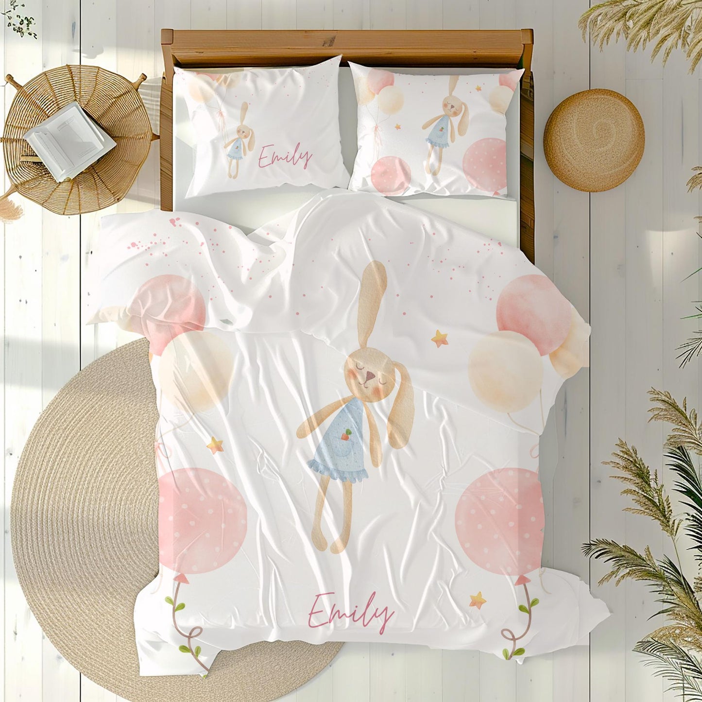 Personalized Bunny Name bedding Set