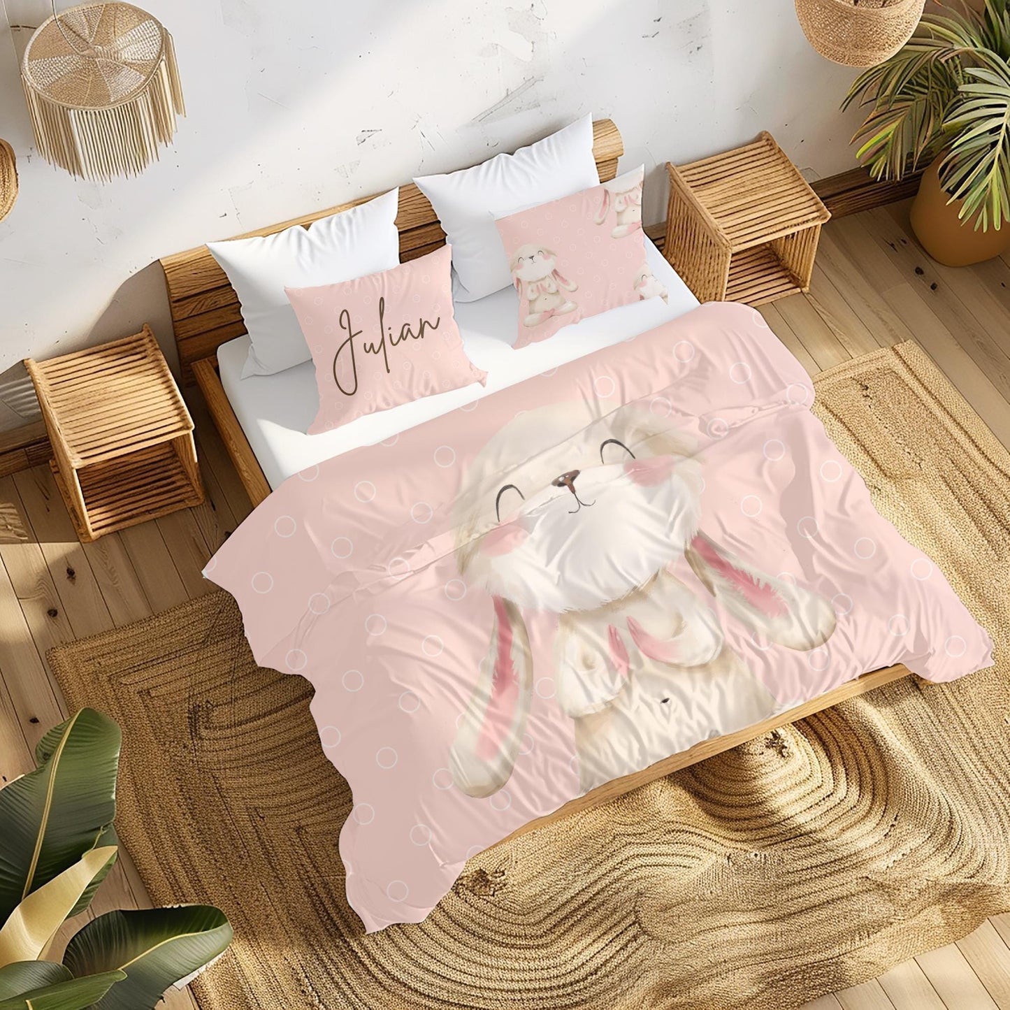 Bunny Custom Name,Girl Personalized bedding set, Duvet Cover Set