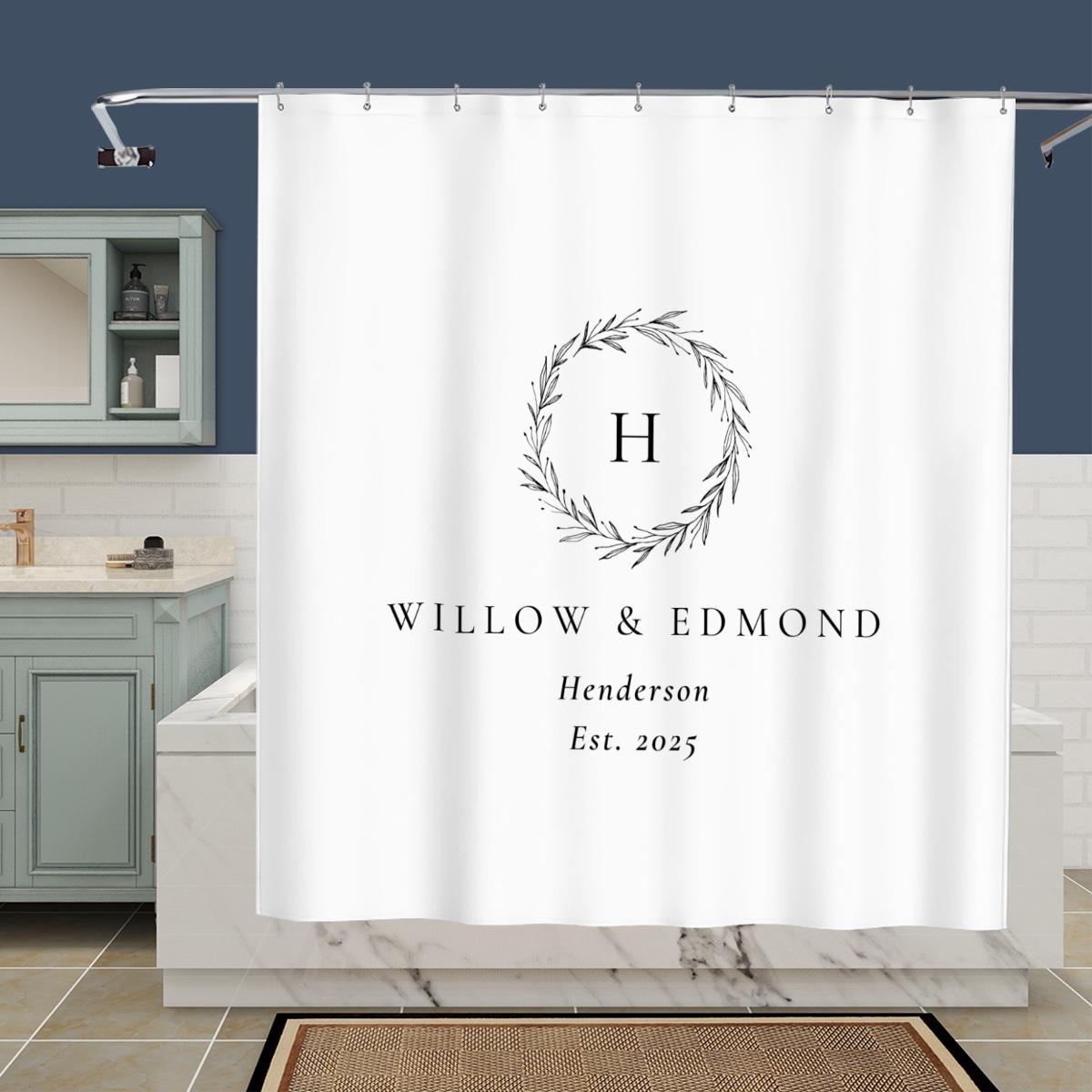 Personalized Shower Curtain with Name – Custom Bathroom Gift for Weddings, Housewarming, or New Home
