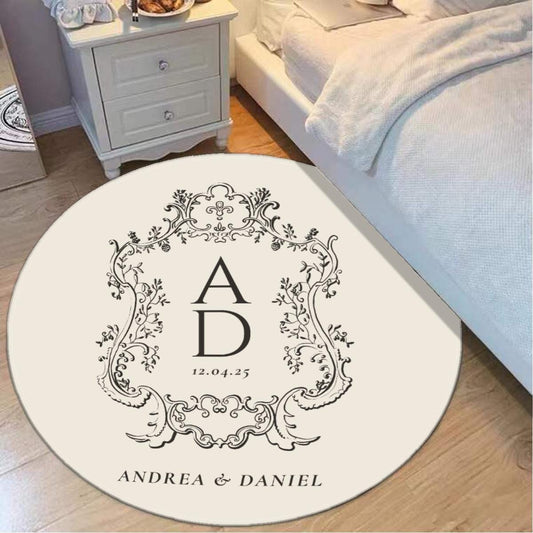 Custom Monogram Rug – Personalized Family Name Carpet, Wedding & Anniversary Gift