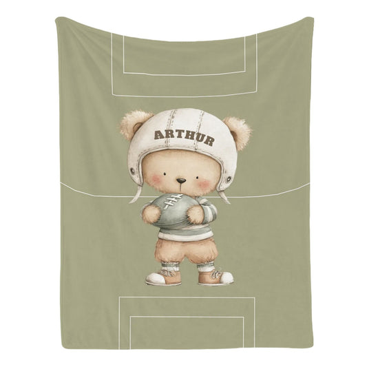 American Football Bear Custom Baby Blanket