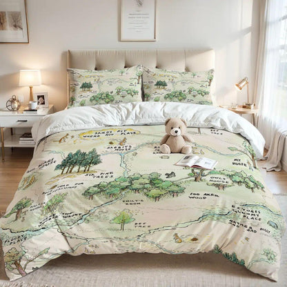 Personalized Winnie the Pooh Map Duvet Cover Set