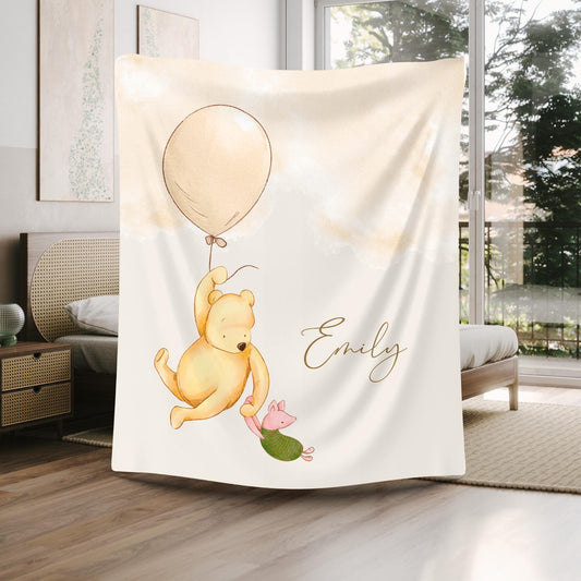Personalized Winnie the Pooh Baby Blanket