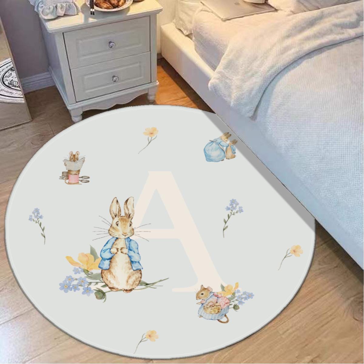Custom Peter Rabbit Floral Kids Rug