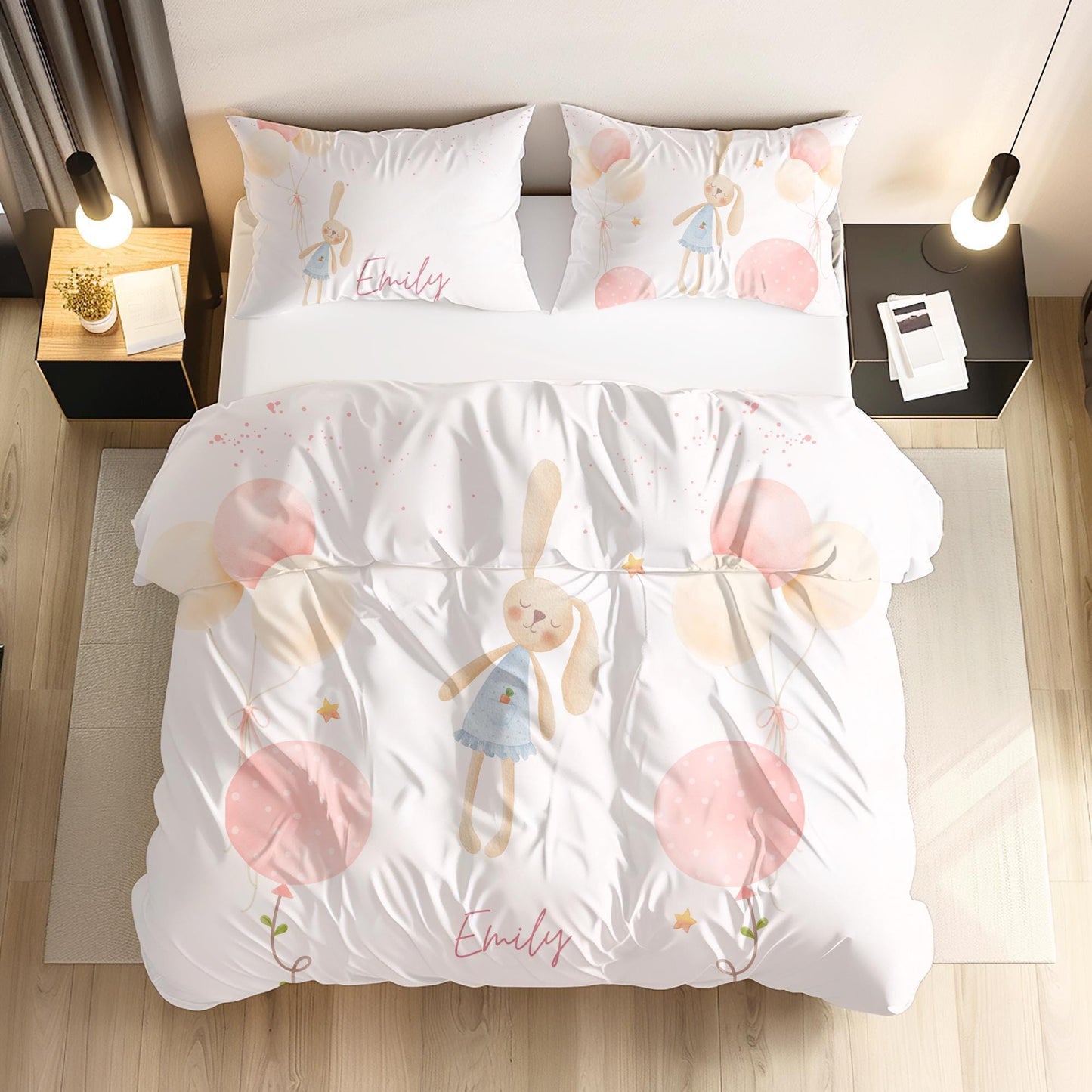 Personalized Bunny Name bedding Set