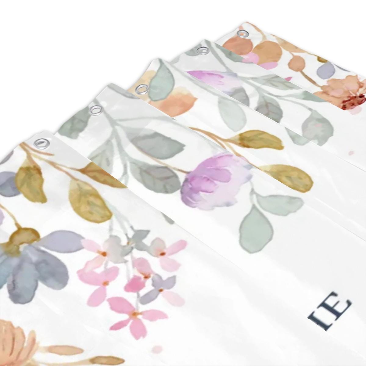 Personalized Floral Shower Curtain – Custom Name Bathroom Decor for Couples, Wedding or Housewarming Gift