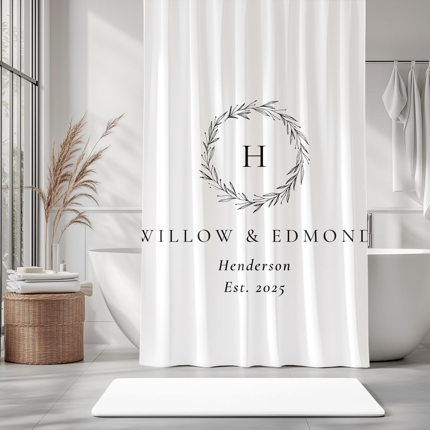 Personalized Shower Curtain with Name – Custom Bathroom Gift for Weddings, Housewarming, or New Home