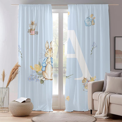Personalized Vintage Rabbit Curtains for Kids Room