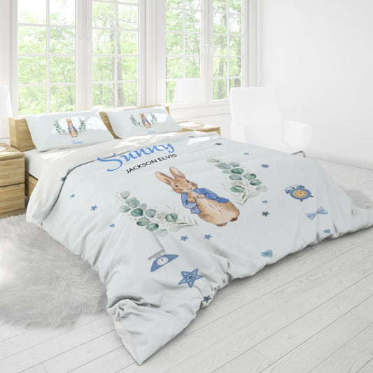 Peter rabbit Personalized Duvet Cover Set - Blue Custom Bedding