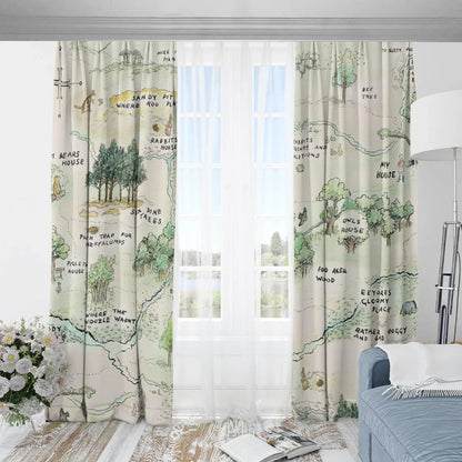 Personalized Winnie the Pooh map Curtains - AR Design