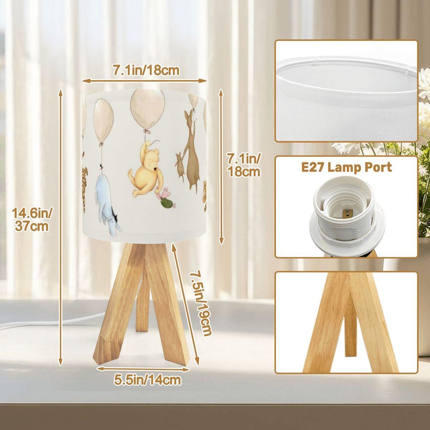 Winnie the Pooh Tripod Table Lamp | Cozy Nursery