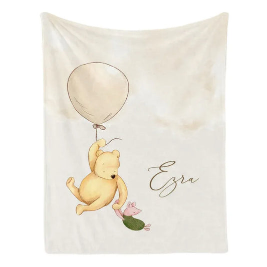 Personalized Winnie Pooh Baby Blanket - AR Design Nursery
