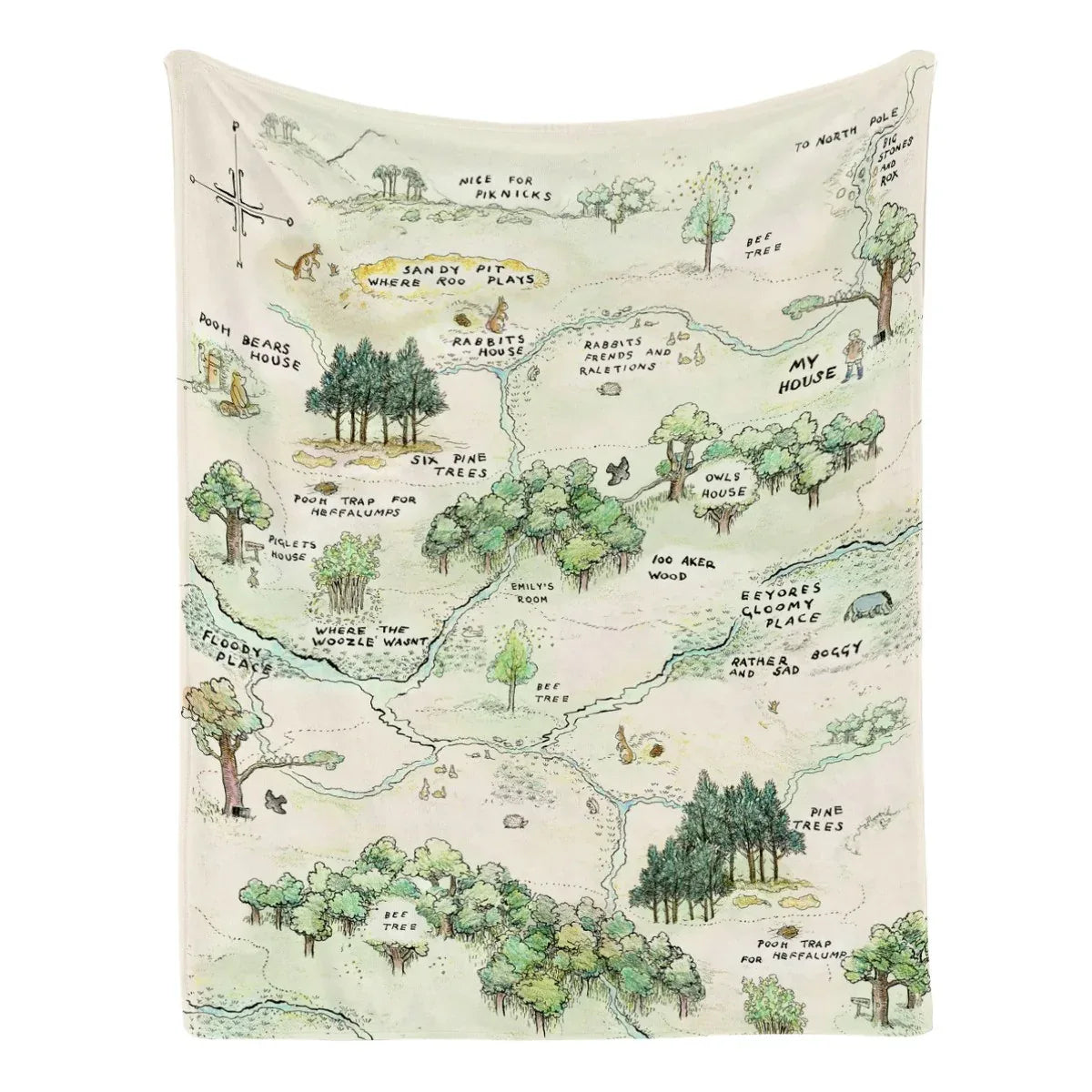 Classic Pooh Map Blanket - Cozy Adventure Throw
