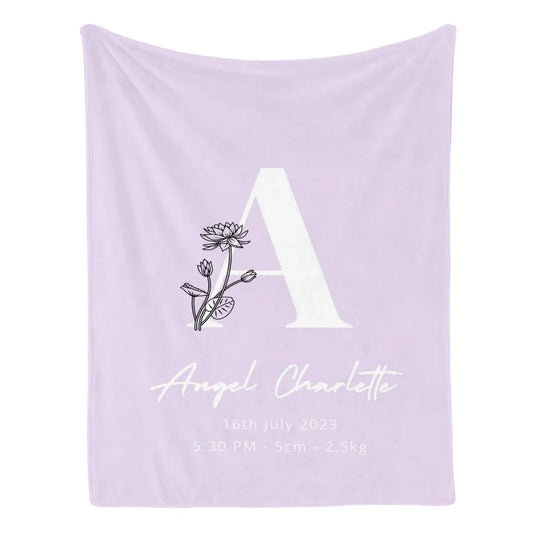 Personalized Baby Birth Details Birthday Blanket AR Design