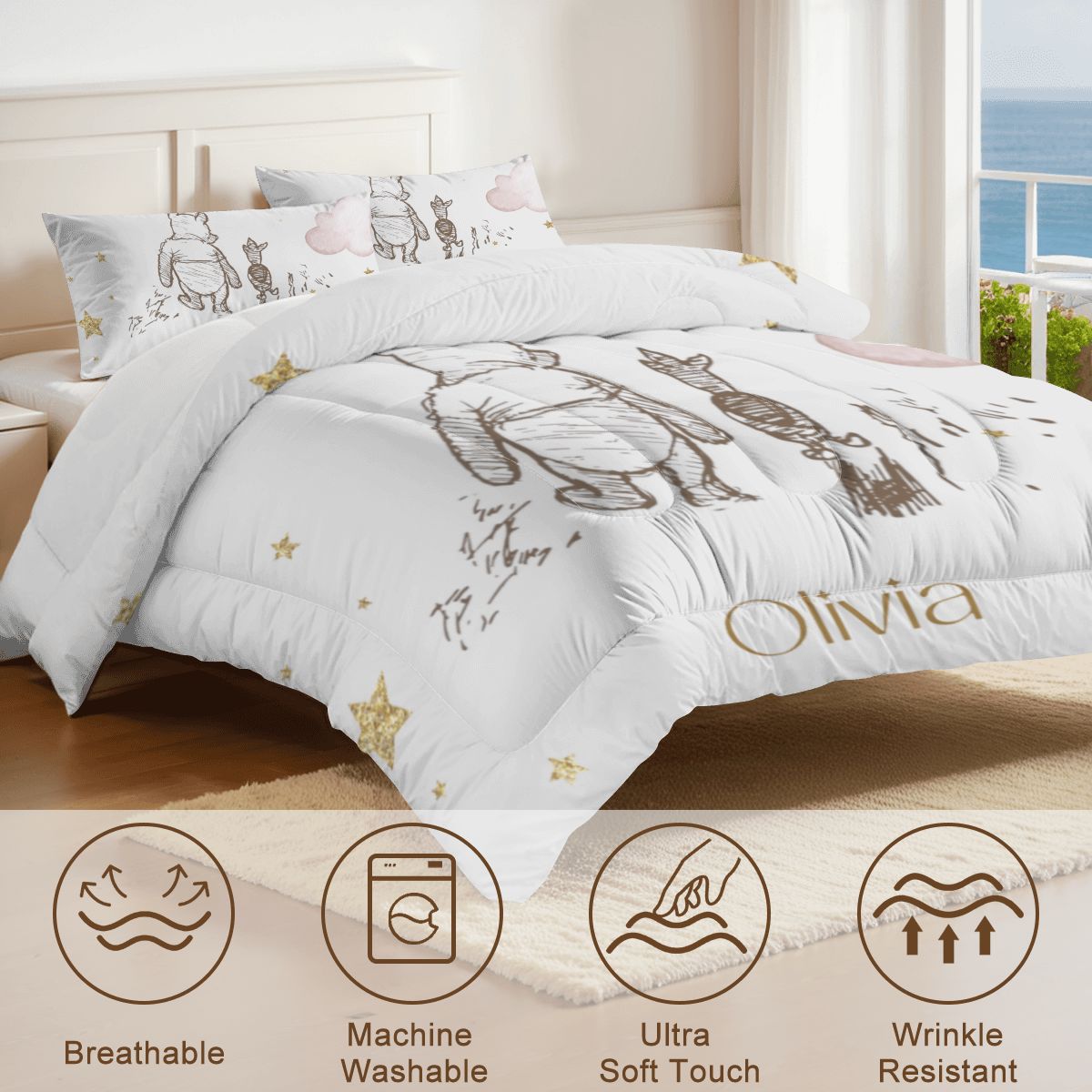 Personalized Winnie the pooh bedtime Wearable Blanket