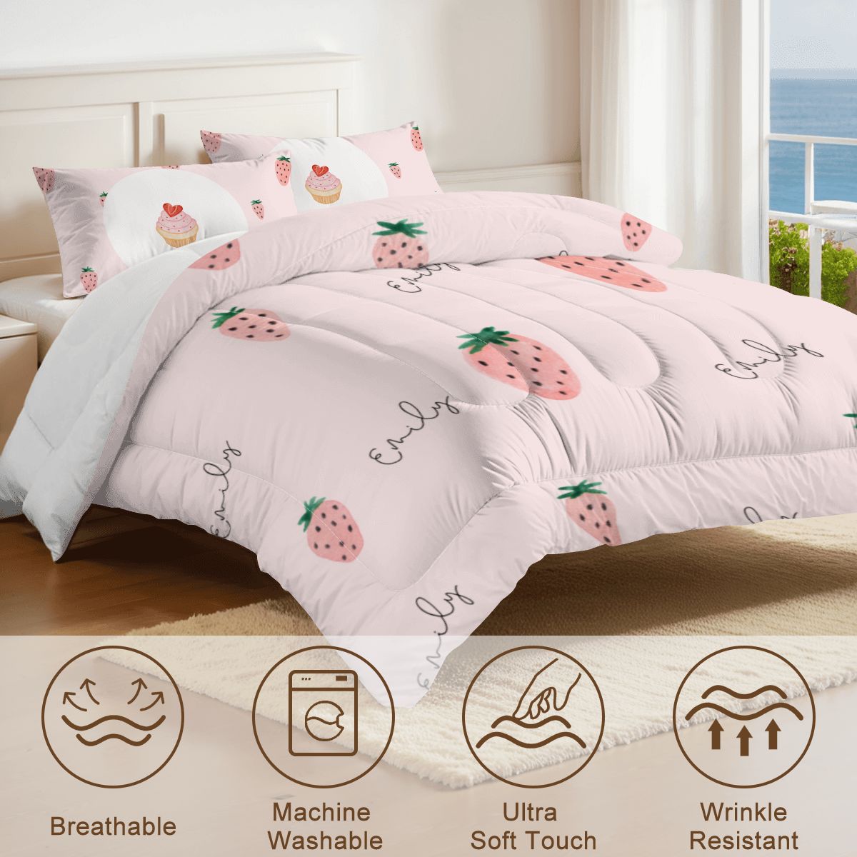 Personalized Strawberry Wearable Blanket