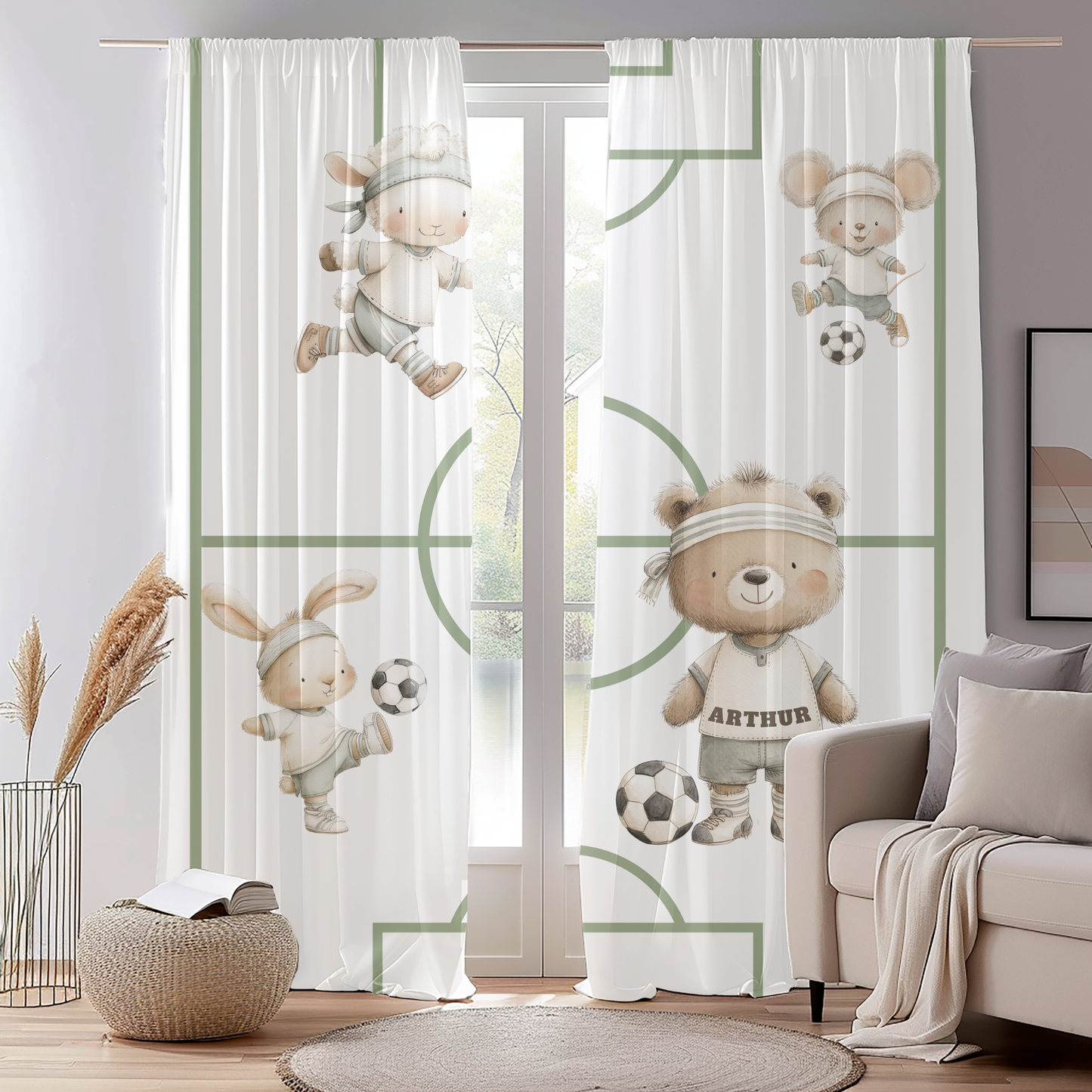 Bear Soccer Blackout Curtains