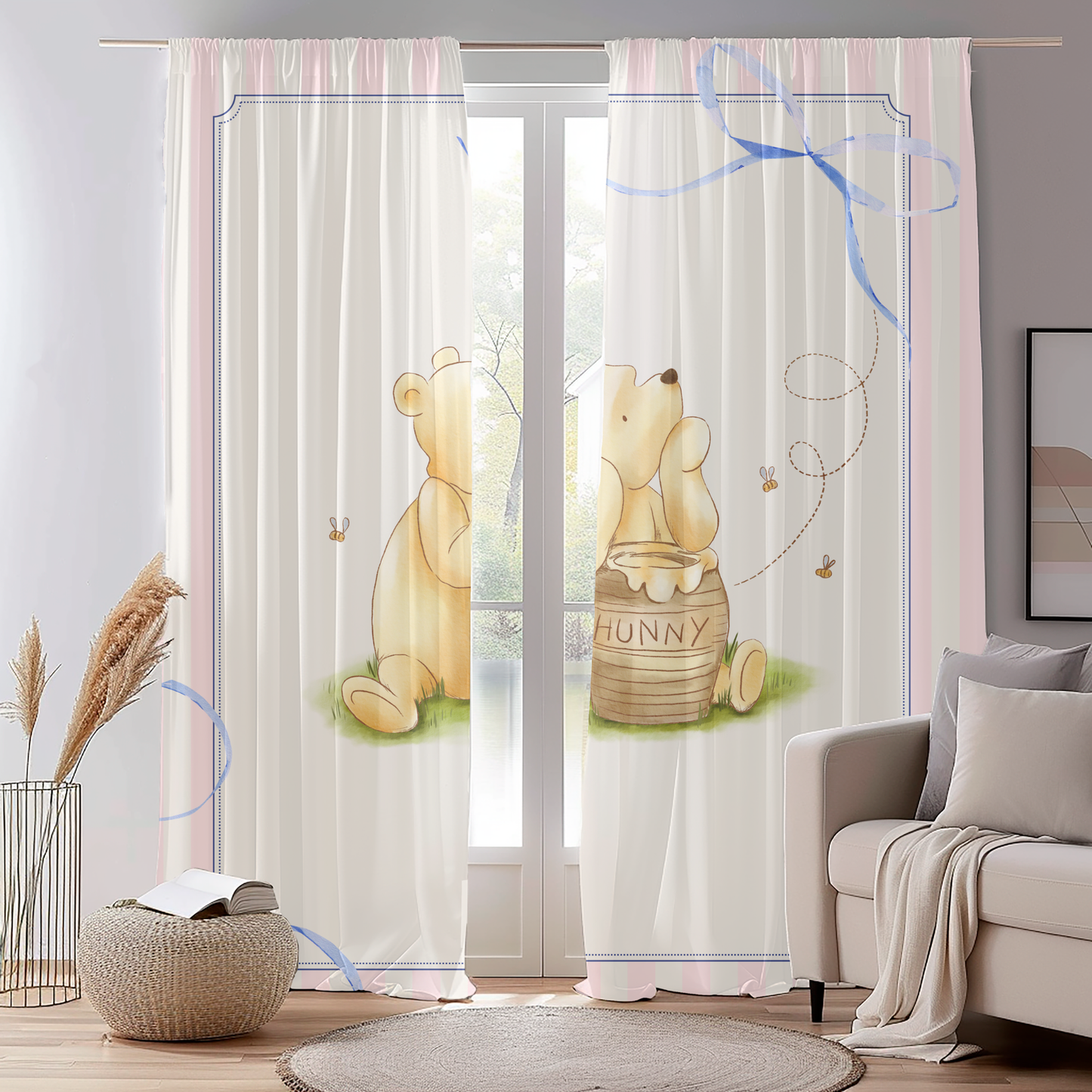 Winnie the Pooh and Ribbon Blackout Nursery Curtains