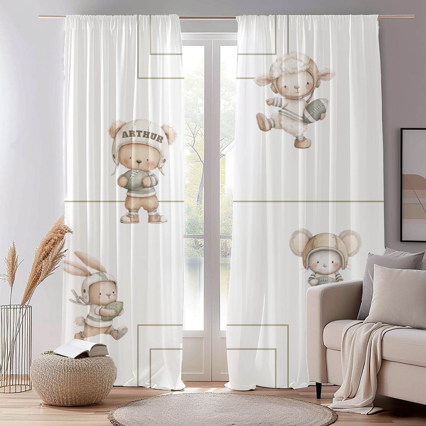 Bear American Football Blackout Curtains