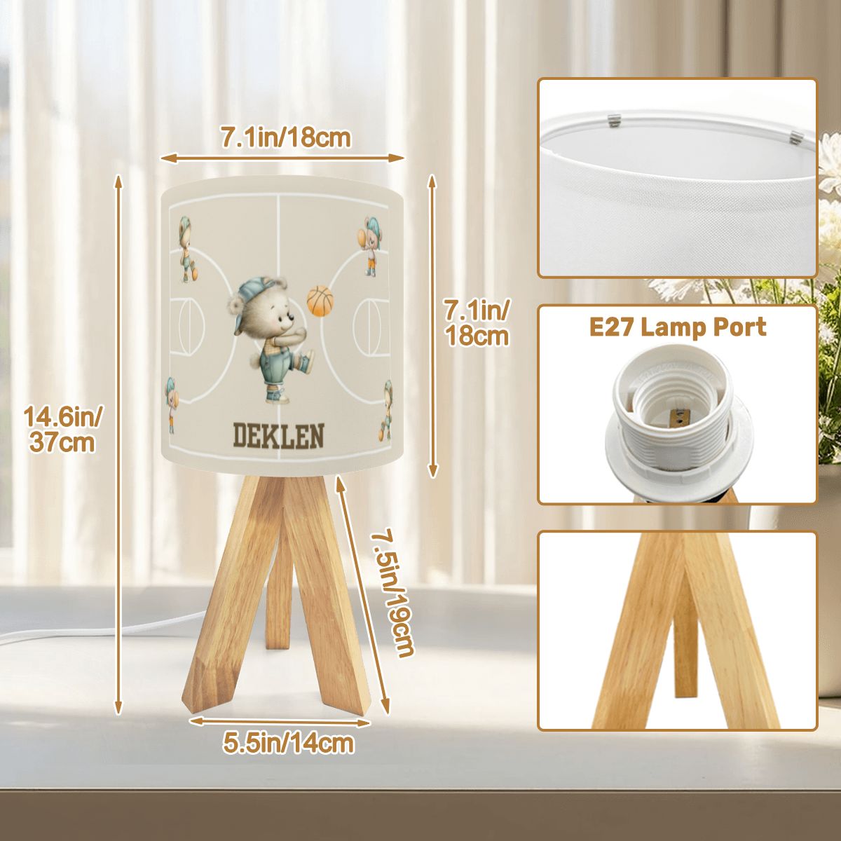Basketball Bear Tripod Table Lamp | Cozy Nursery