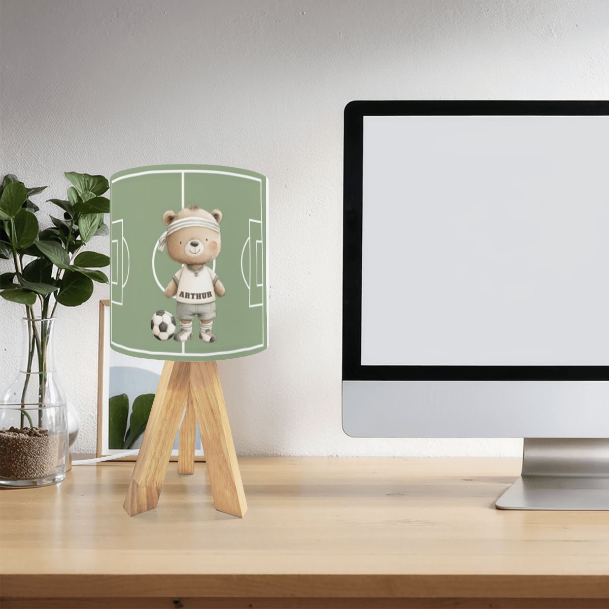 Soccer Bear Tripod Table Lamp | Cozy Nursery