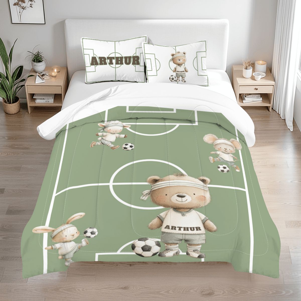 Soccer Bear Tripod Table Lamp | Cozy Nursery